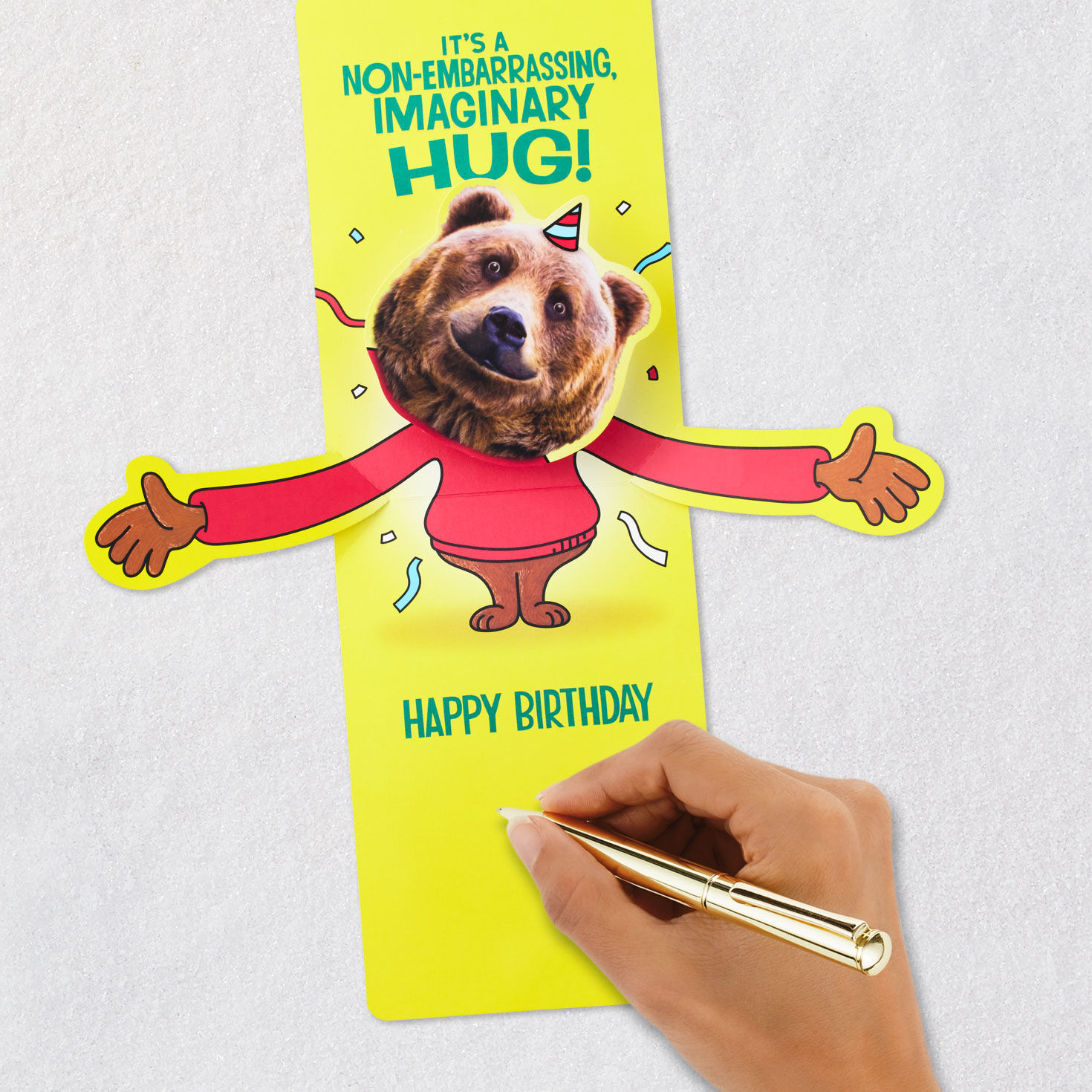 Bear on Green Grandson Birthday Card signing card image number 7