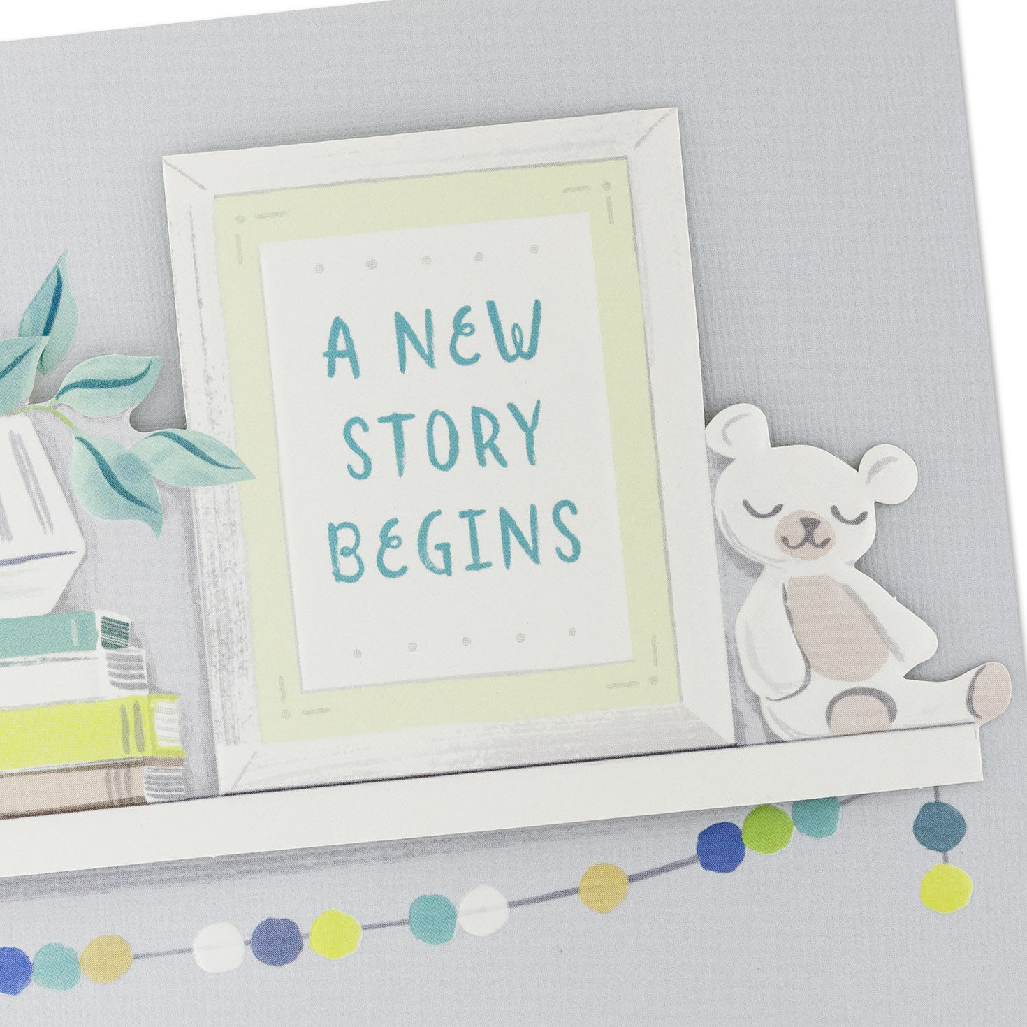 Books and Decor on Nursery Shelf New Baby Card Card Front Detail image number 4