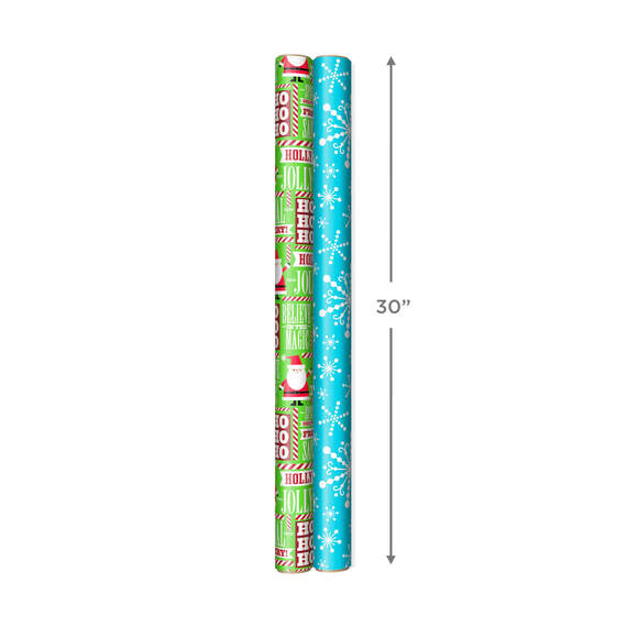 Holly Jolly 2-Pack Reversible Christmas Wrapping Paper, 160 sq. ft., , large image number 5
