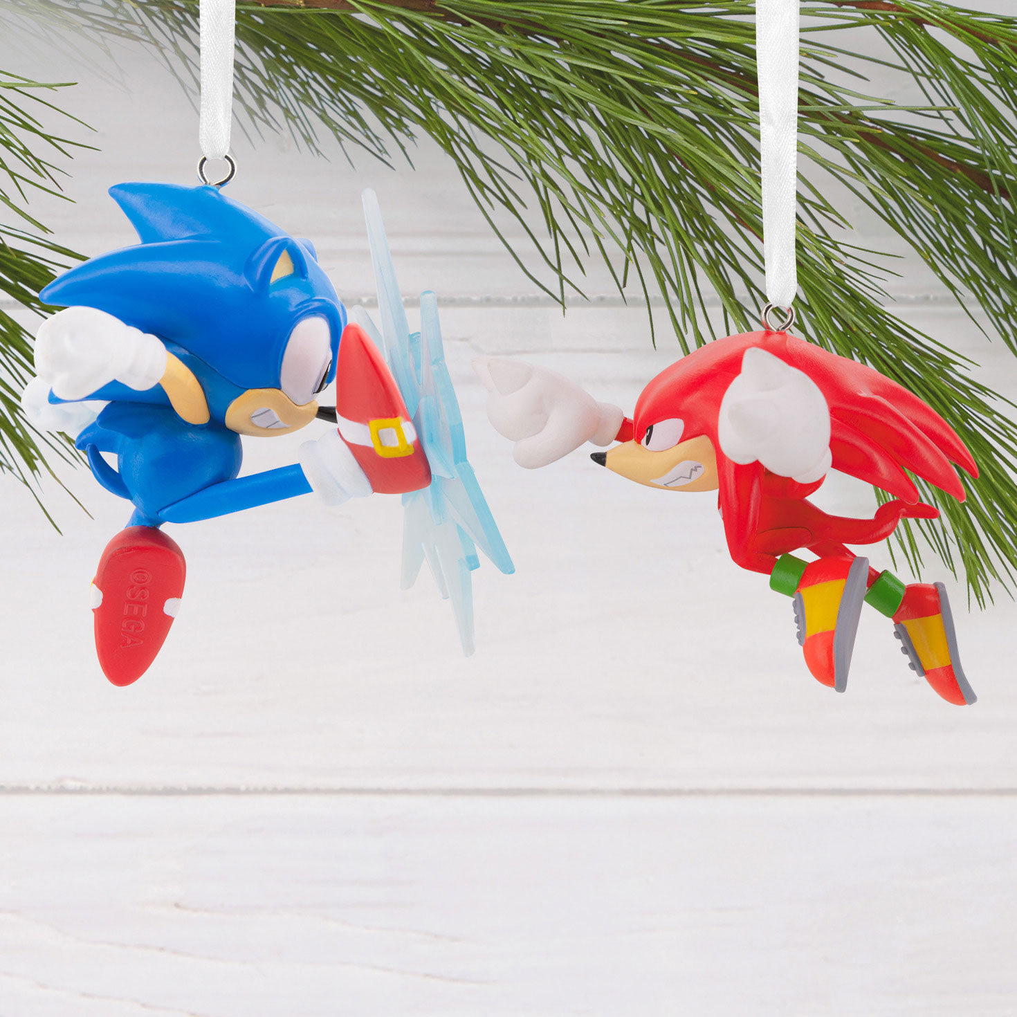 Sonic and Knuckles Christmas Ornaments hanging on tree image number 5