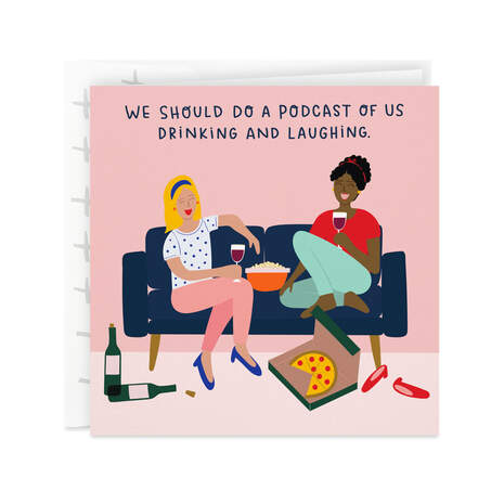 Girls' Night Podcast Funny Birthday Card, , large
