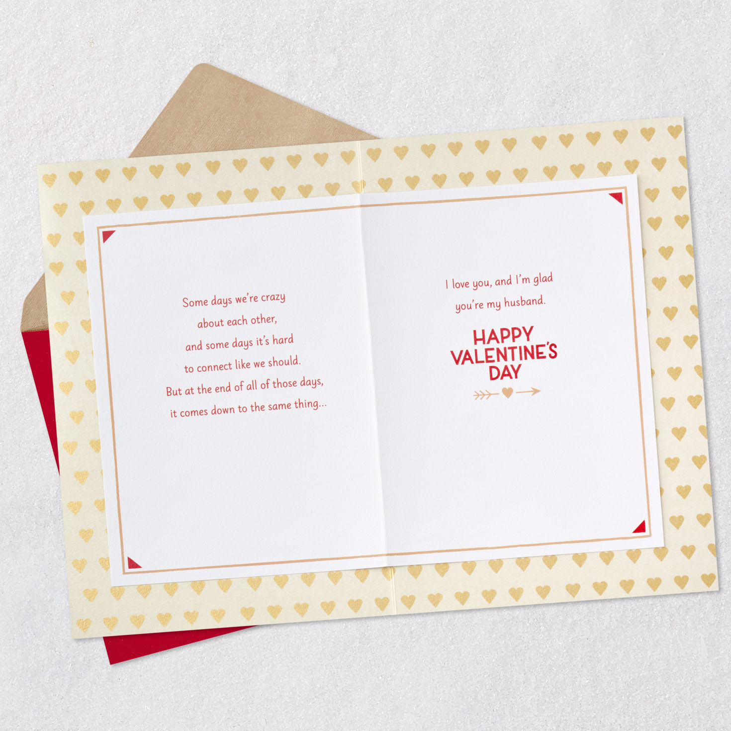 XO Hearts Valentine's Day Card for Husband Open card with envelope image number 4