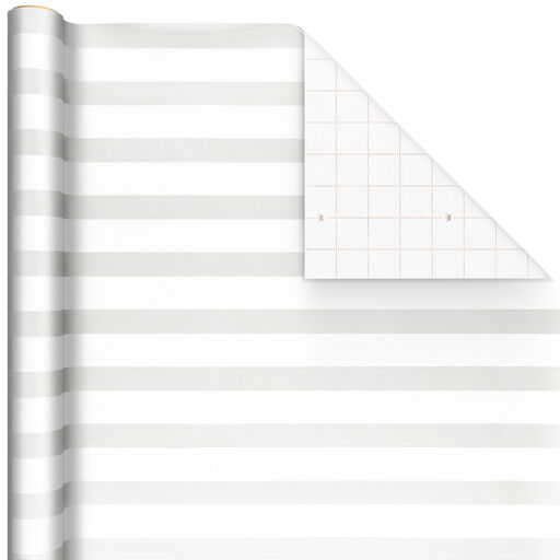 White and Pearl Stripe Wrapping Paper, 15 sq. ft., 
