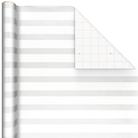 White and Pearl Stripe Wrapping Paper, 15 sq. ft.