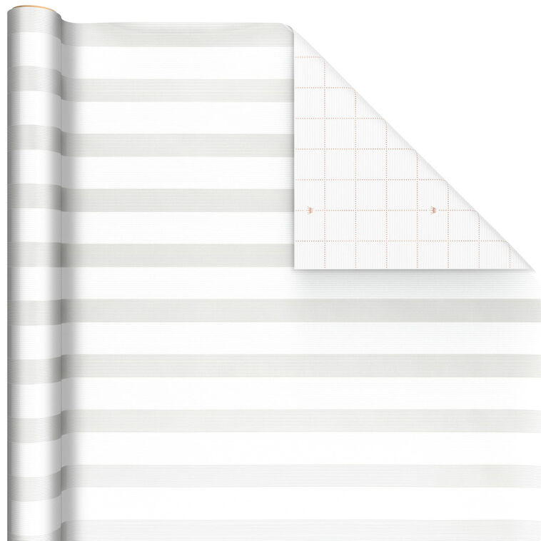 White and Pearl Stripe Wrapping Paper, 15 sq. ft.