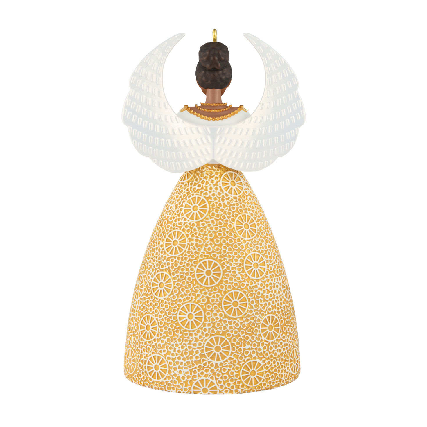 Dark Skin Angel in White Gold Keepsake Ornament Back image number 6