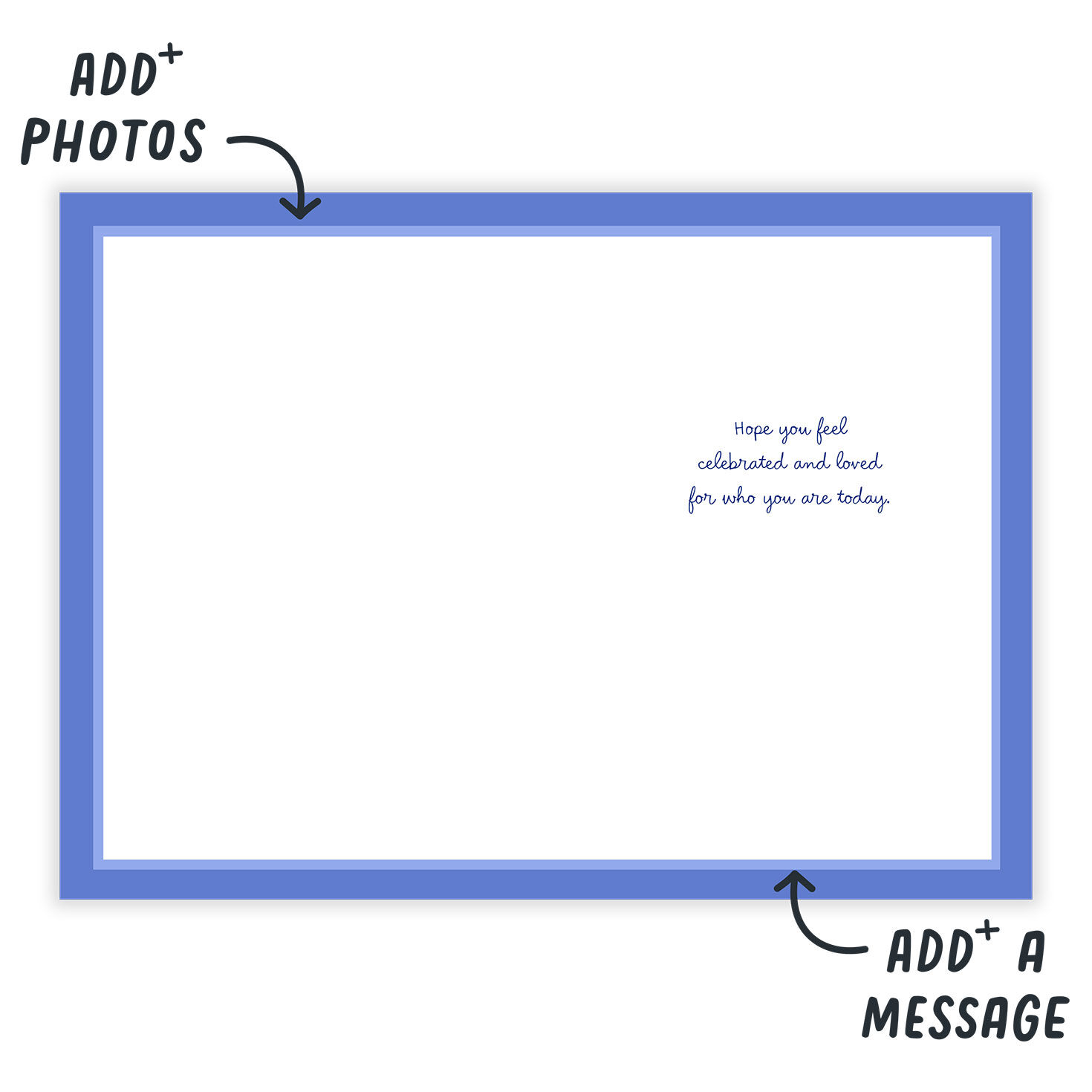 Blue Flower Drawings Personalized Birthday Card Open Card indicating personalization image number 3