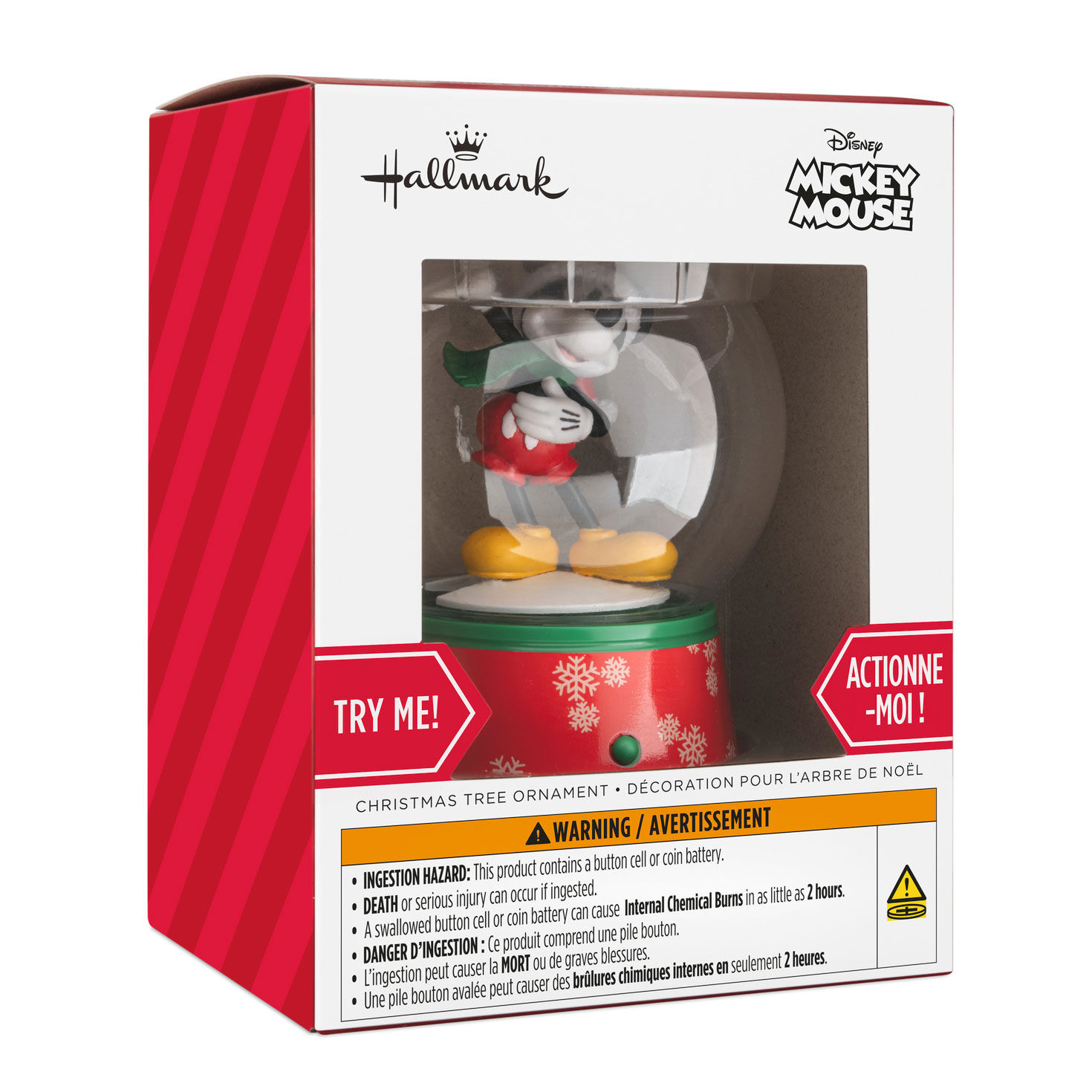 Mickey Mouse Snow Globe Christmas Ornament  image number 7