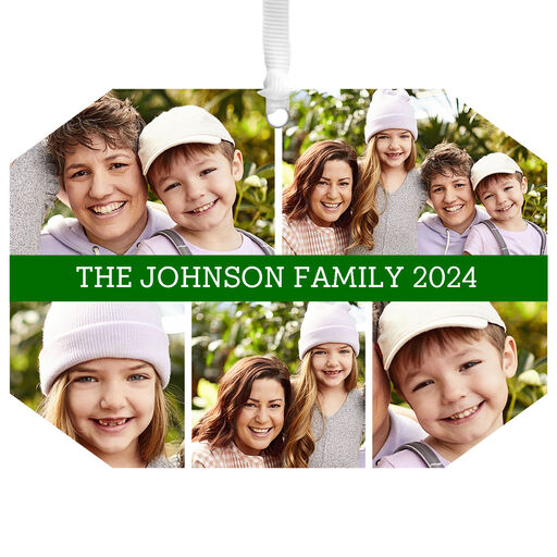 Five-Photo Personalized Text and Photo Metal Ornament, 