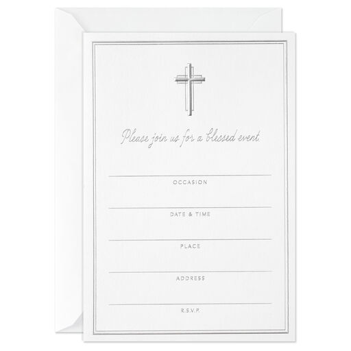 Silver Cross Blessed Event Invitations, Pack of 10, 