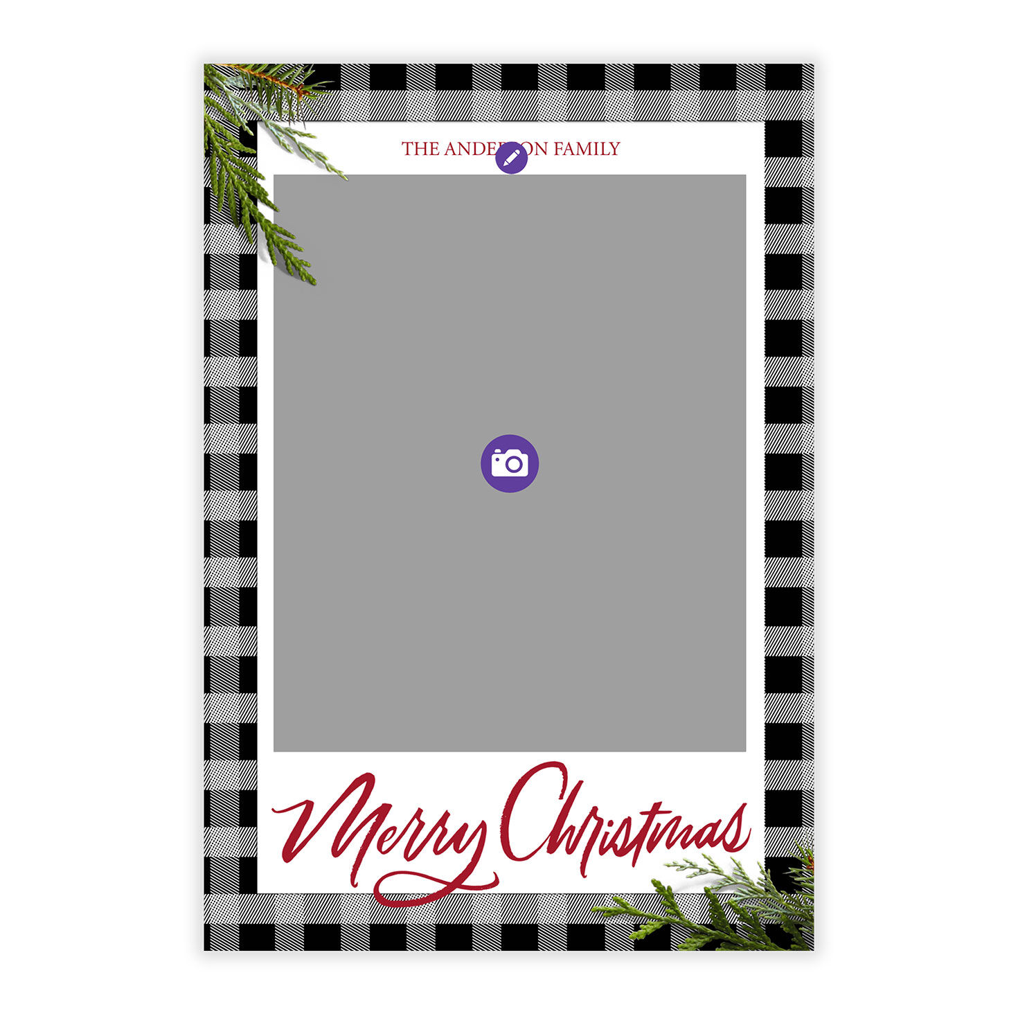 Black and Gray Plaid Flat Christmas Photo Card, , large image number 5