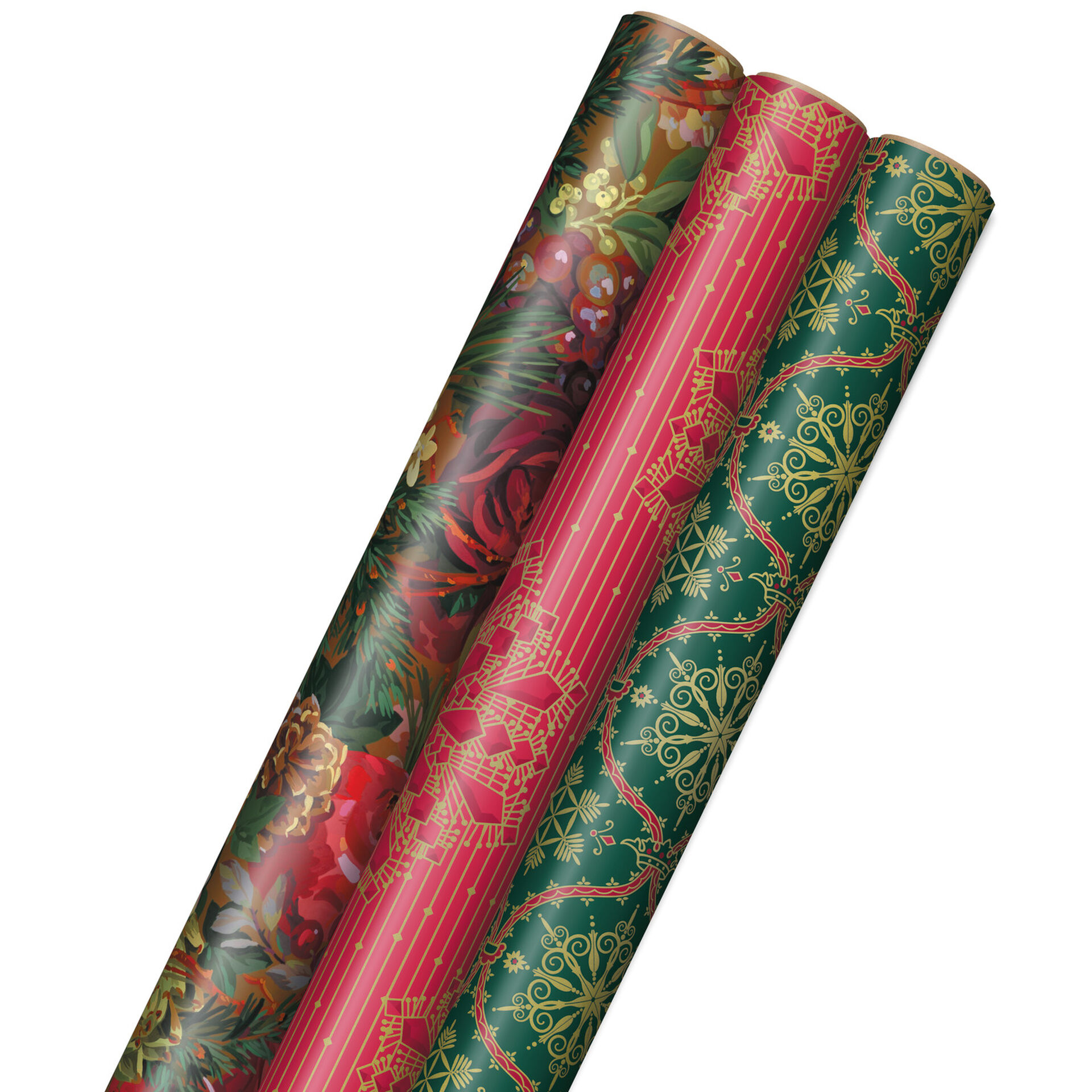 Luxe Victorian Christmas 3Pack Wrapping Paper, 120 sq. ft. Wrapping Paper Sets Hallmark