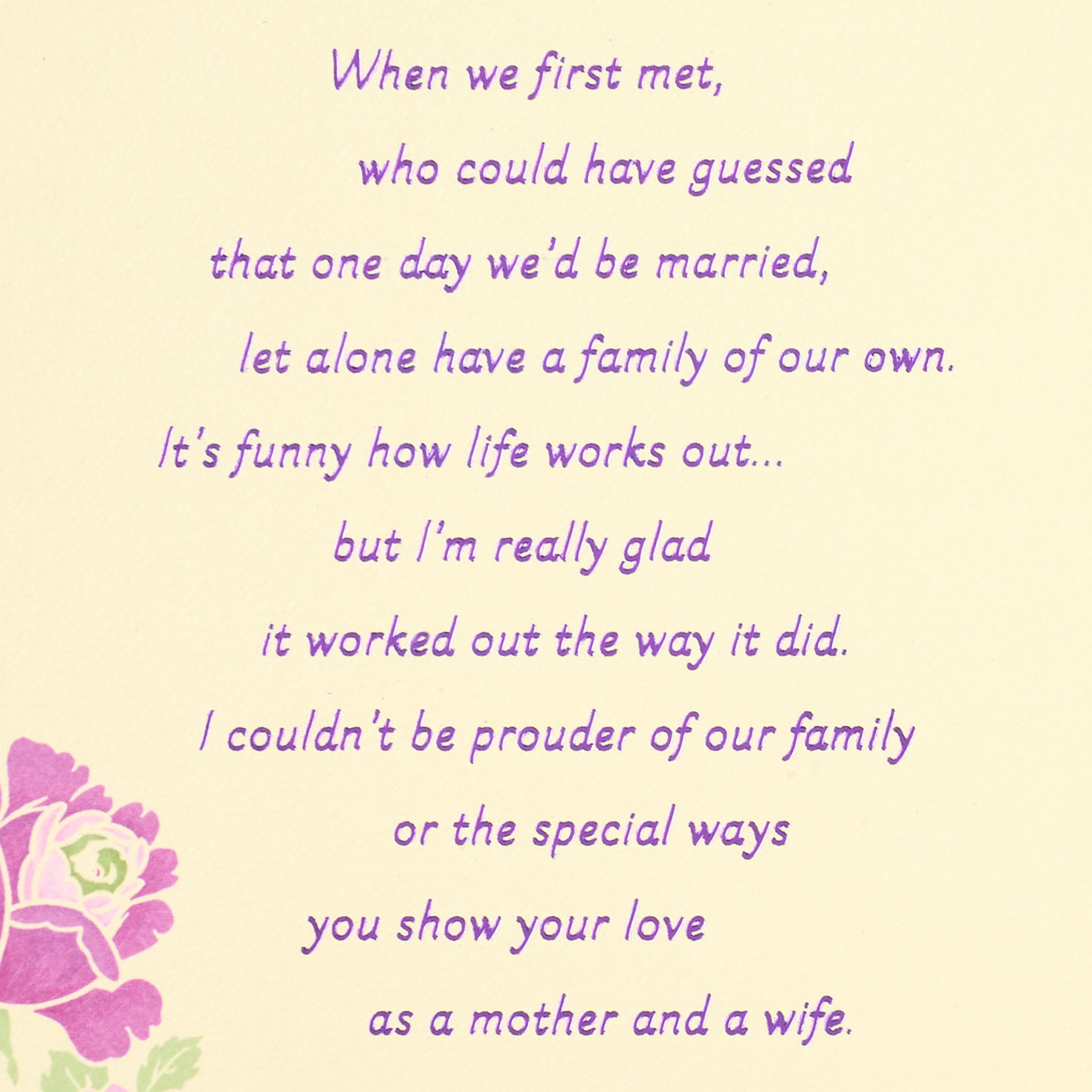 Flower Blooms on Purple Mother's Day Card for Wife Sentiment image number 2