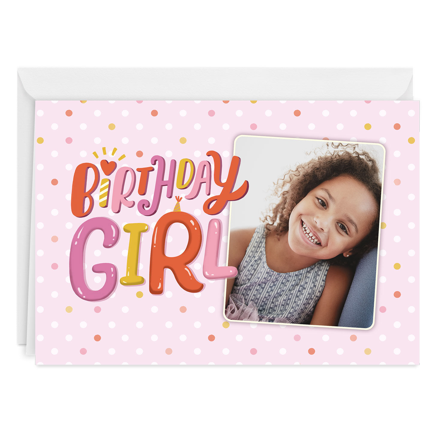 Festive Pink Custom Birthday Card for Girl