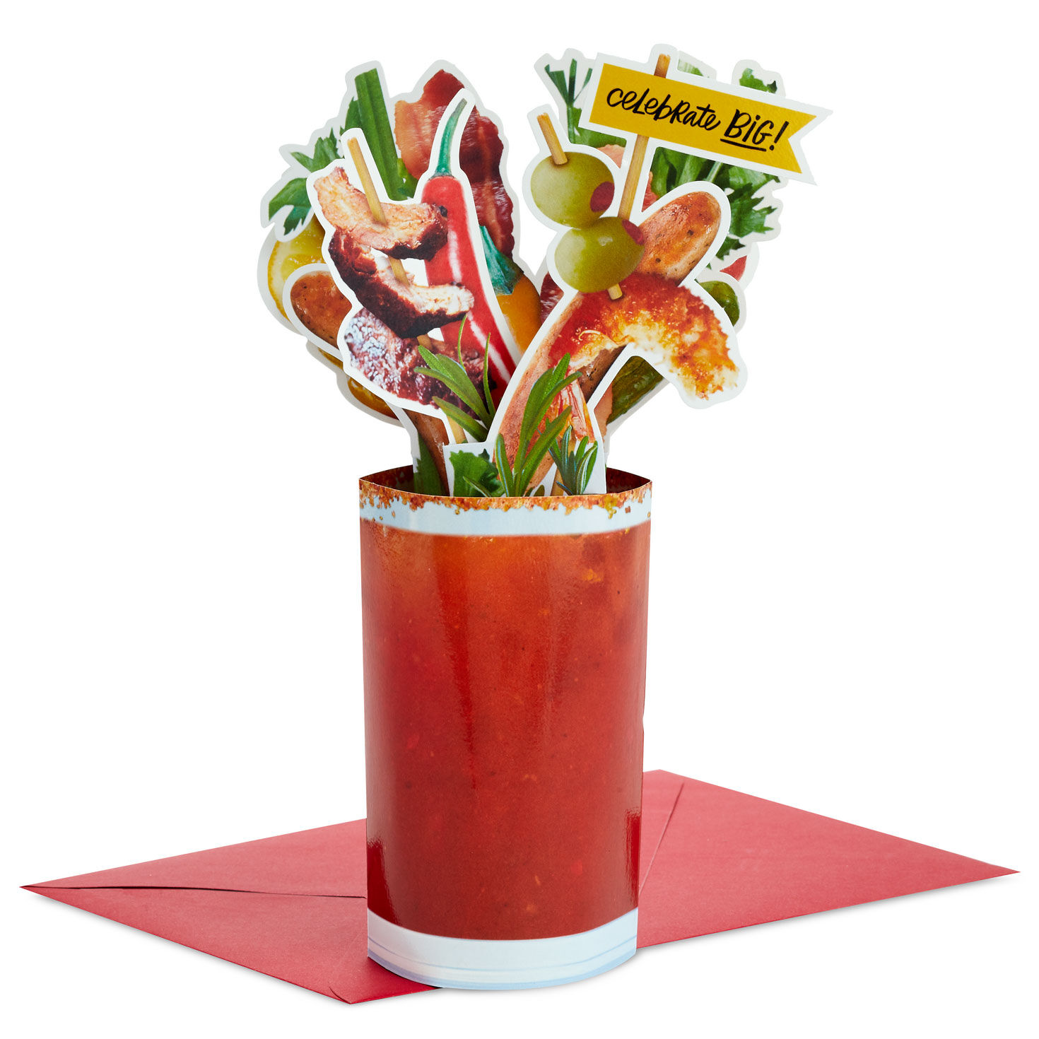 Big Bloody Mary Drink Celebrate Funny 3D PopUp Card Greeting Cards