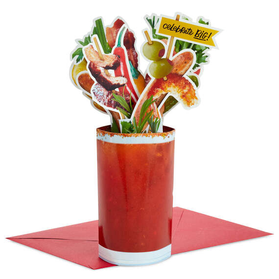 Big Bloody Mary Drink Celebrate Funny 3D Pop-Up Card, , large image number 1
