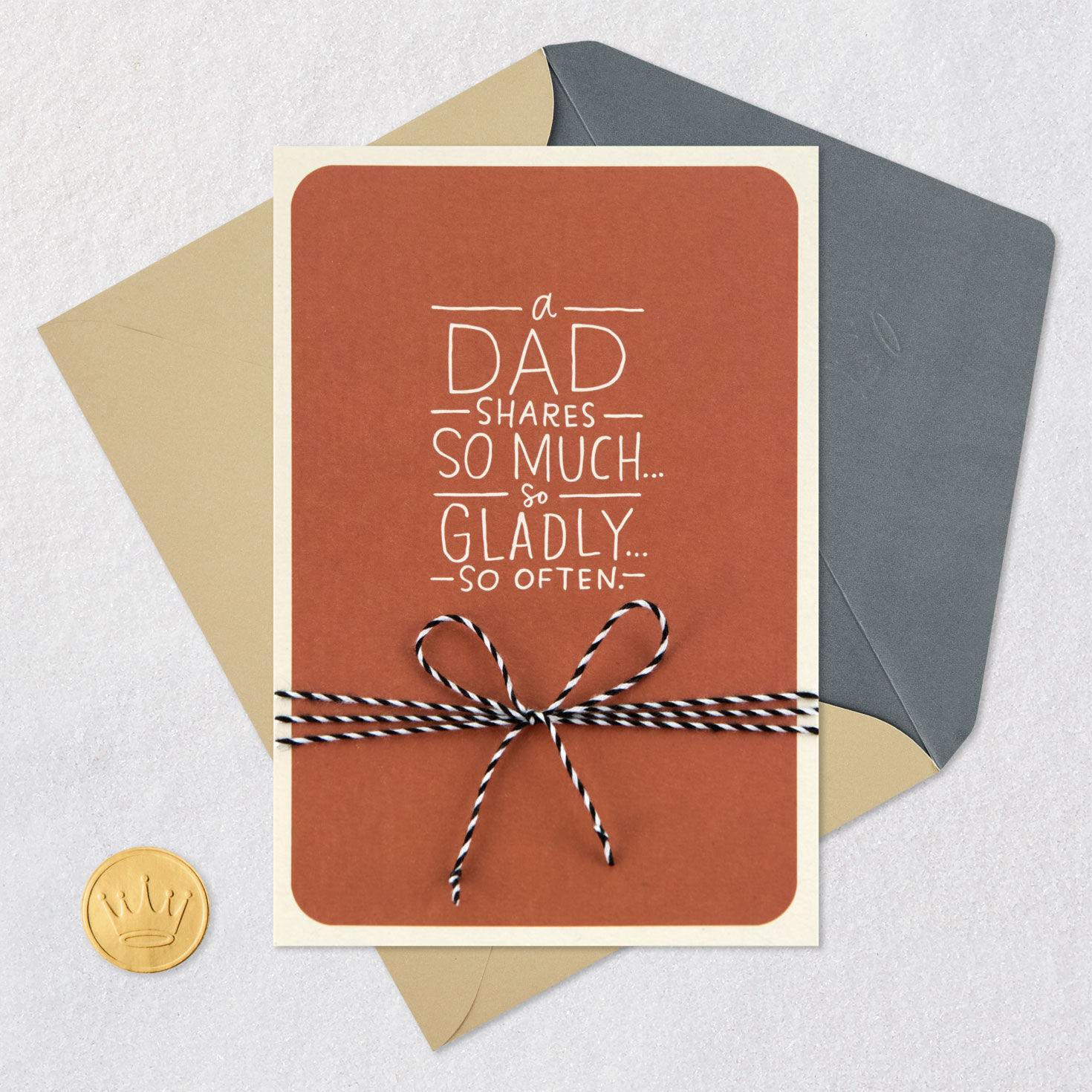 Baker's Twine Bow Dad Father's Day Card From Daughter Card Front with Envelope and Gold Seal image number 5
