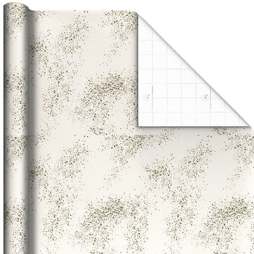 Gold Paint Splatter on Cream Wrapping Paper, 20 sq. ft., 