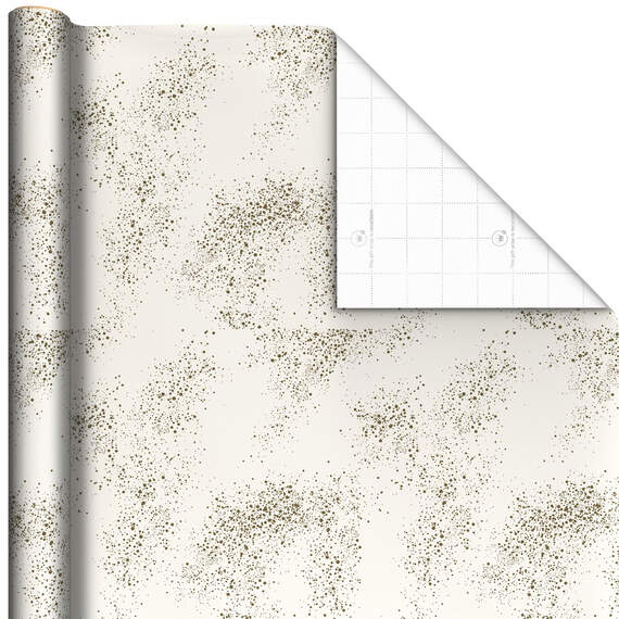 Gold Paint Splatter on Cream Wrapping Paper, 20 sq. ft.