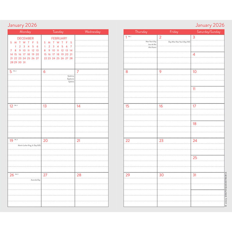 Kalender 2026: grappige agenda voor 12 maanden, kalender van dik papier Kalender 2026: grappige agenda voor 12 maanden, kalender van dik papier