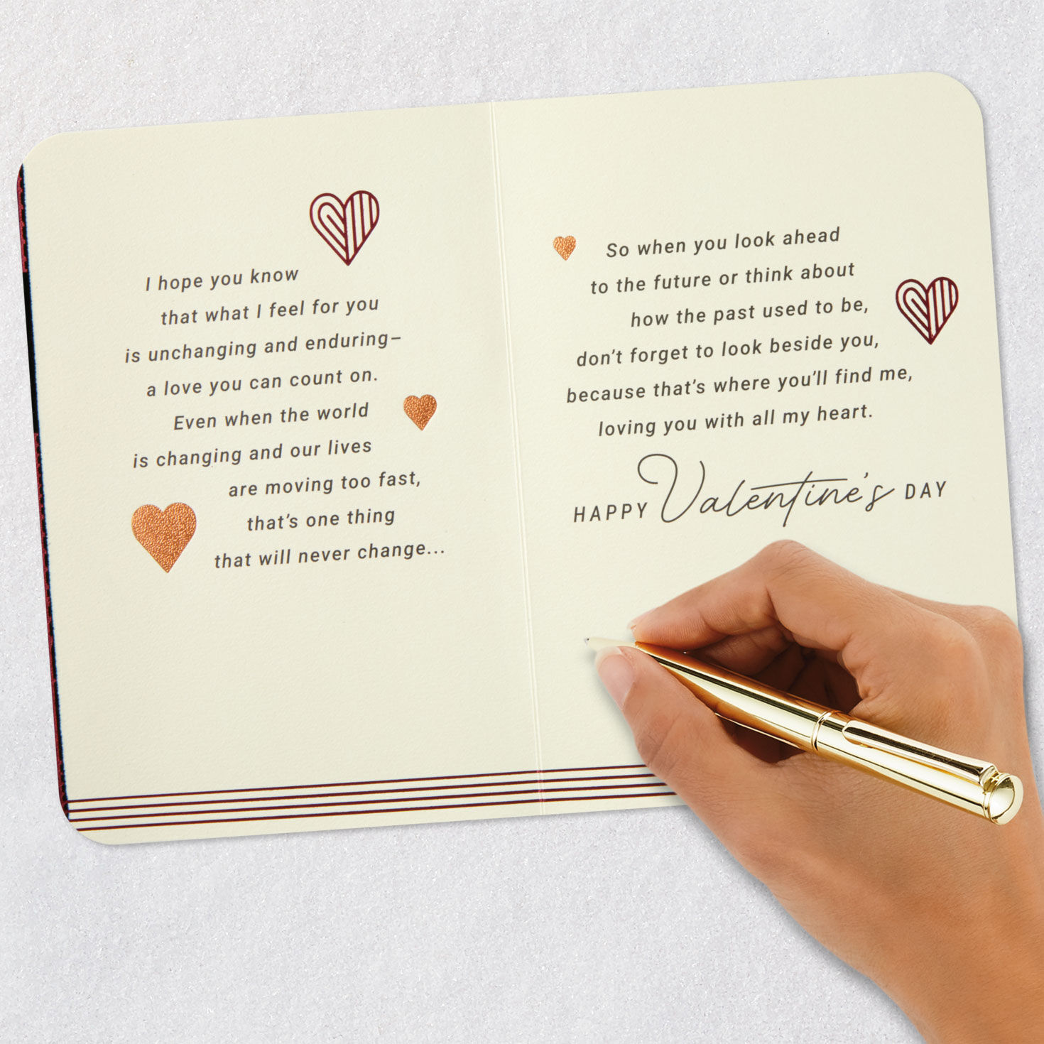 Geometric Hearts Valentine's Day Card for Husband signing card image number 7