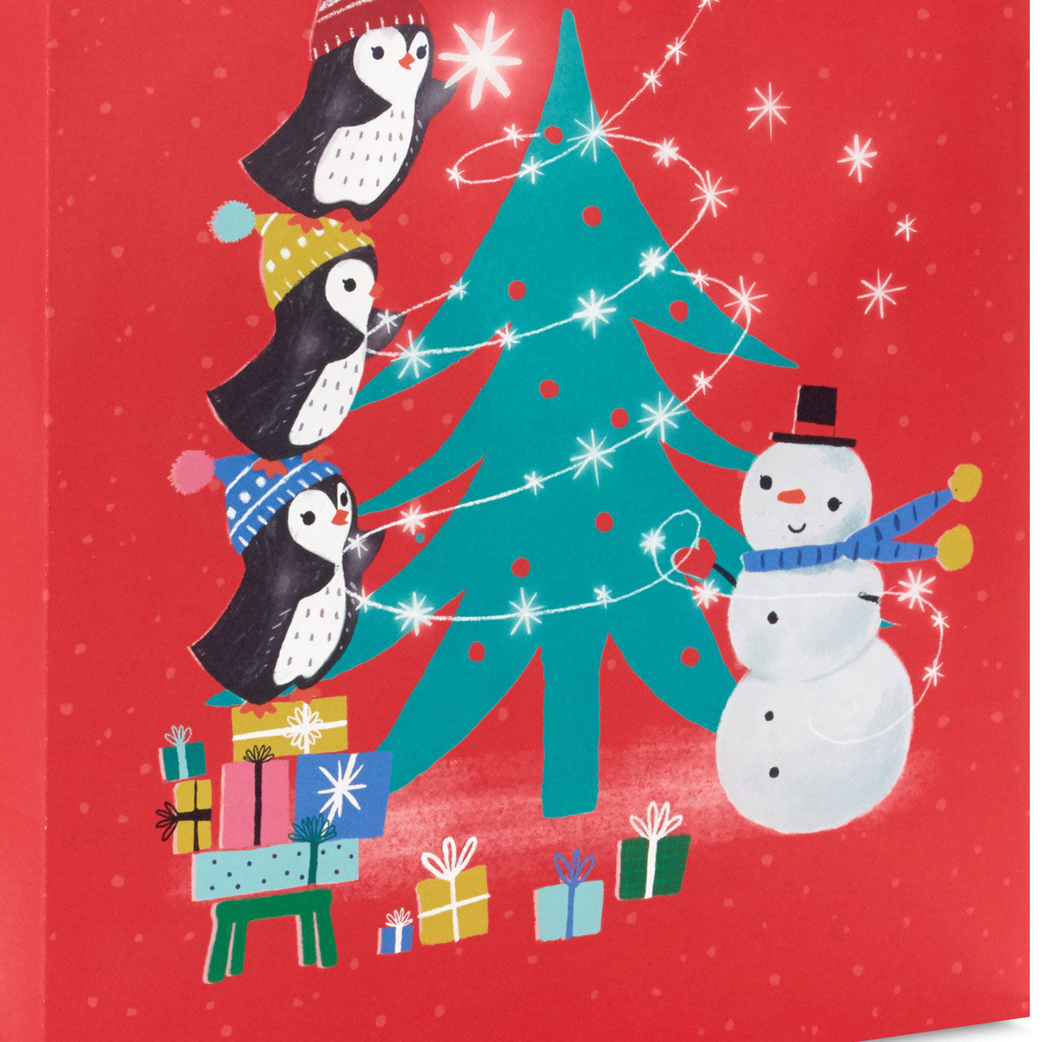Penguin Holiday Fun 2-Pack Large Gift Bag Bundle Base/Side Detail image number 5