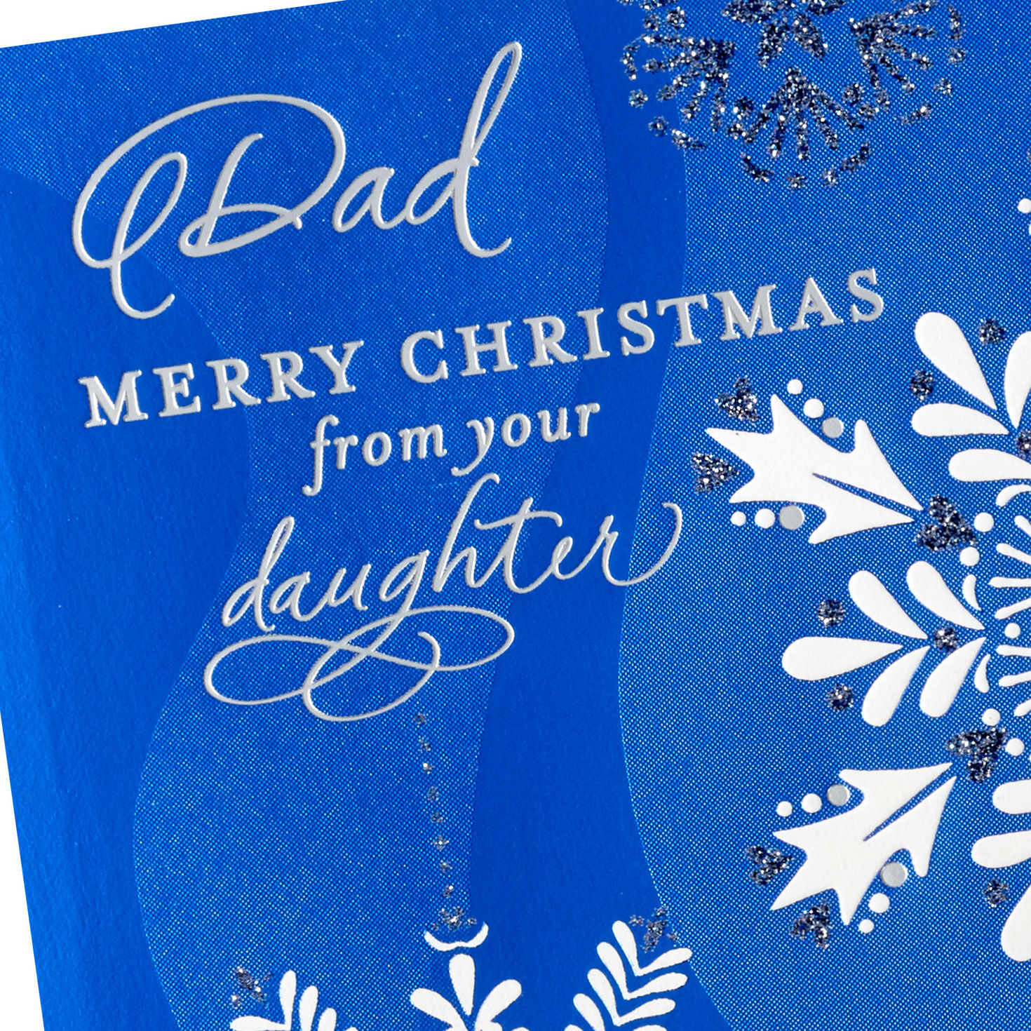 Blue and White Snowflakes Dad Christmas Card from Daughter Card Front Detail image number 6