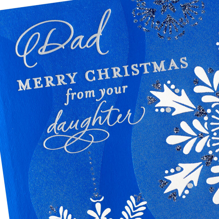 Blue and White Snowflakes Dad Christmas Card from Daughter Card Front Detail image number 6