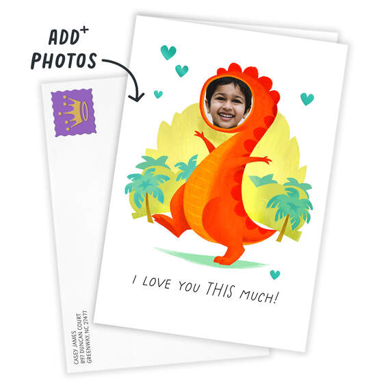 Personalized Fun Dinosaur Face Photo Card, , large image number 2