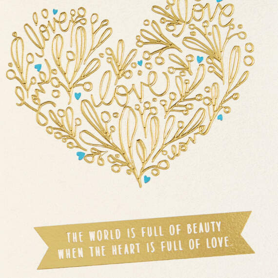 Love Floral Heart Wedding Card, , large image number 4
