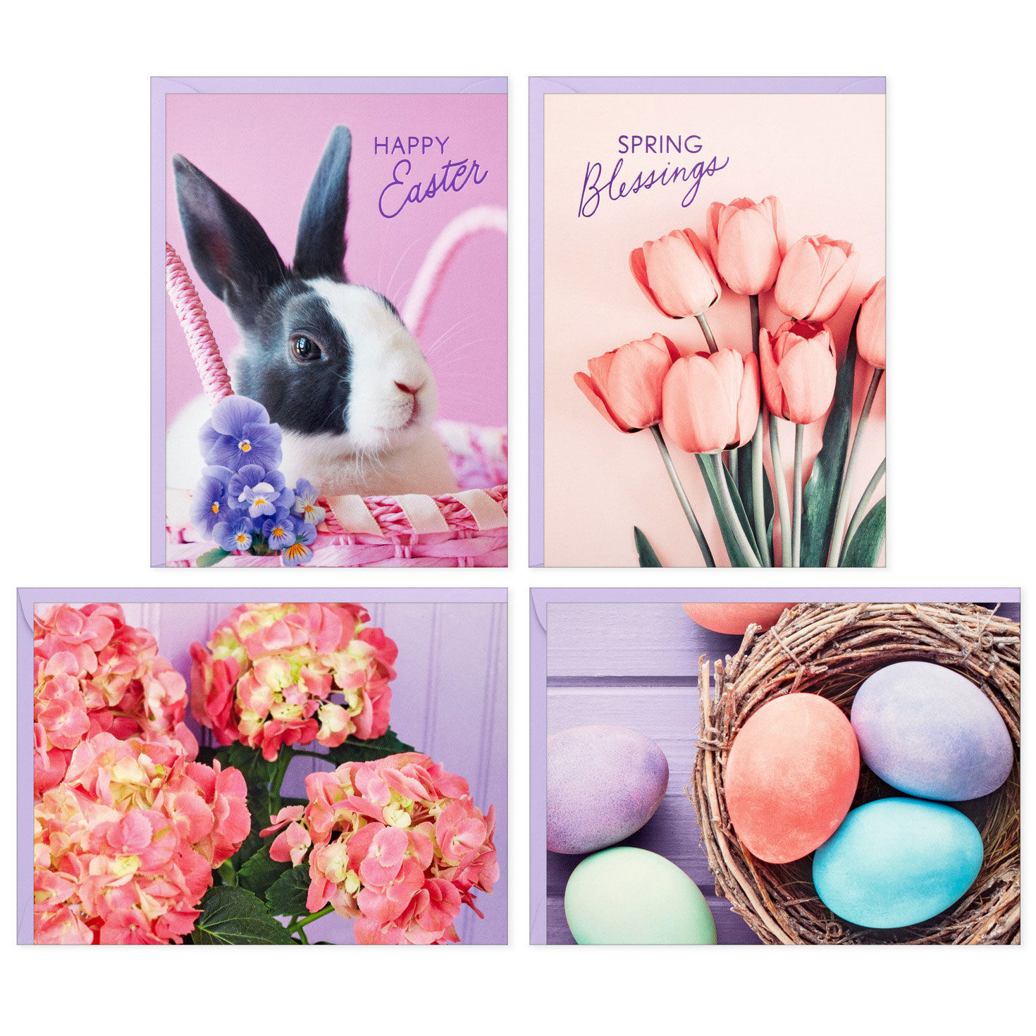Bunnies and Flowers Blank Easter Cards Pack fronts image number 2