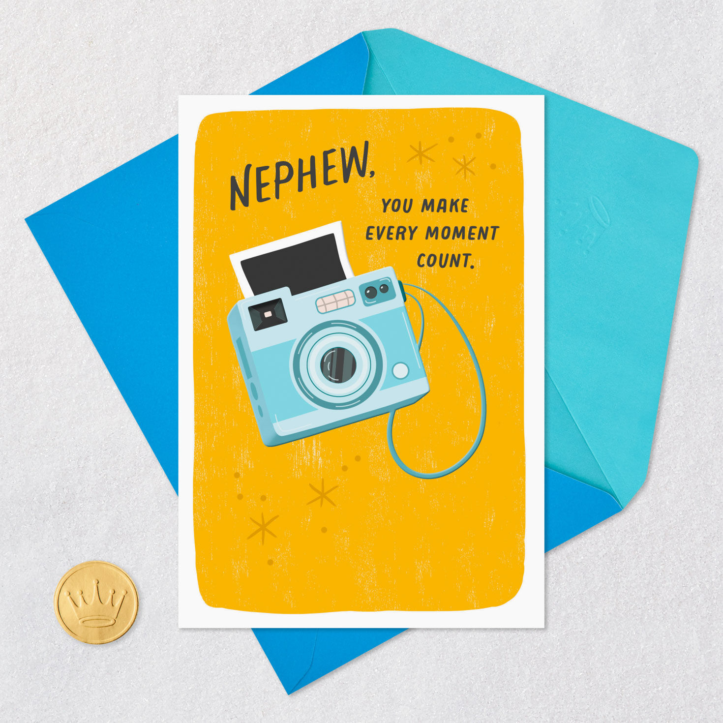 Retro Camera Father's Day Card for Nephew Card Front with Envelope and Gold Seal image number 5