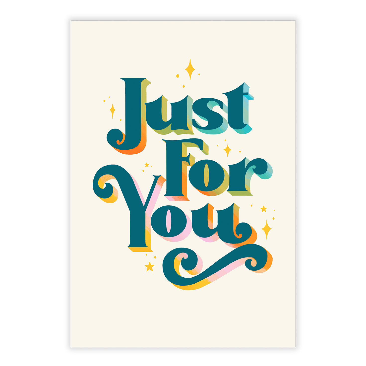 Just For You Colored Letters Personalized Card front image number 2