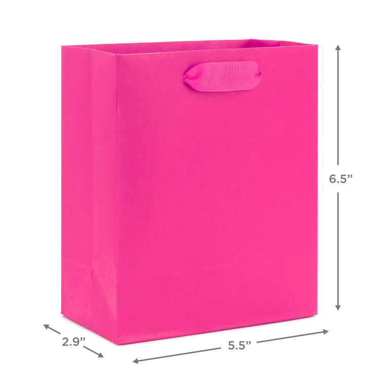 6.5" Solid Hot Pink Small Gift Bag, Hot Pink, large image number 3