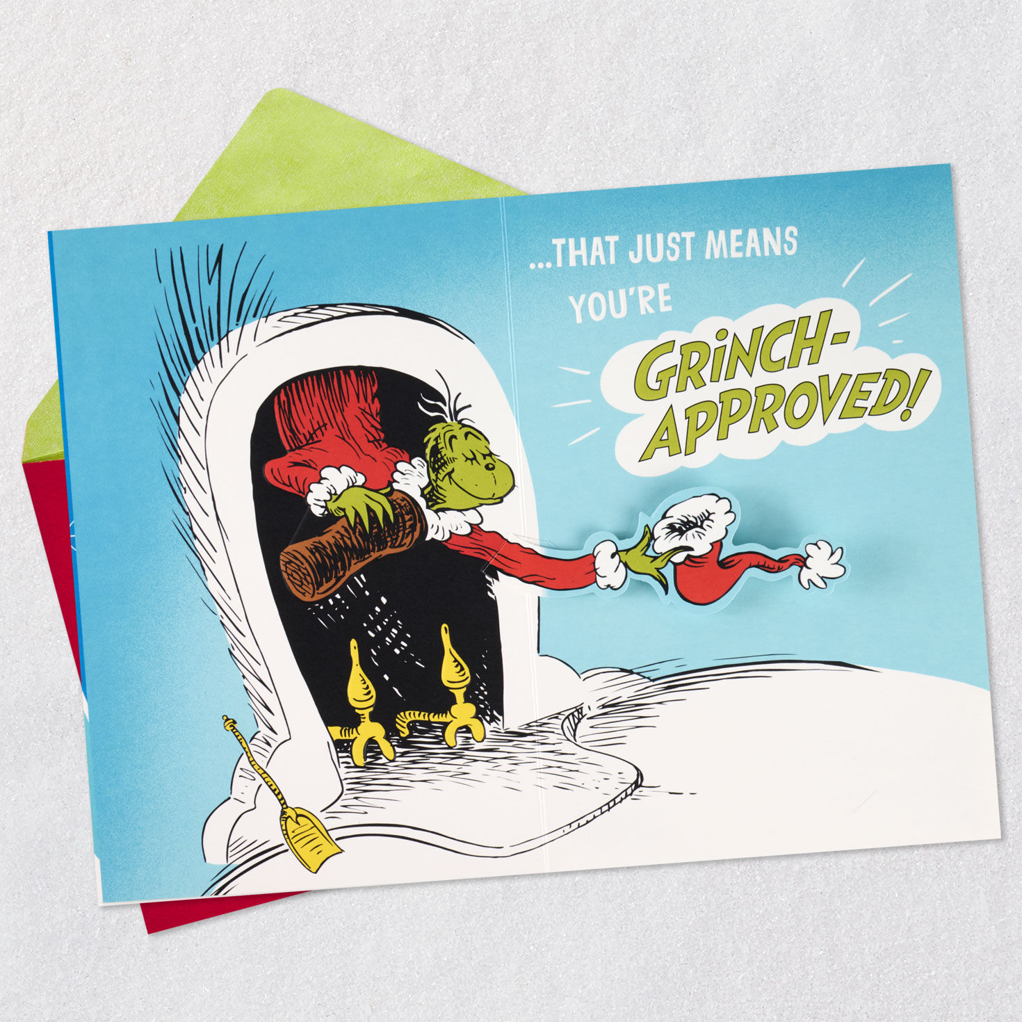 Grinch Santa Christmas Card Open card with envelope image number 3