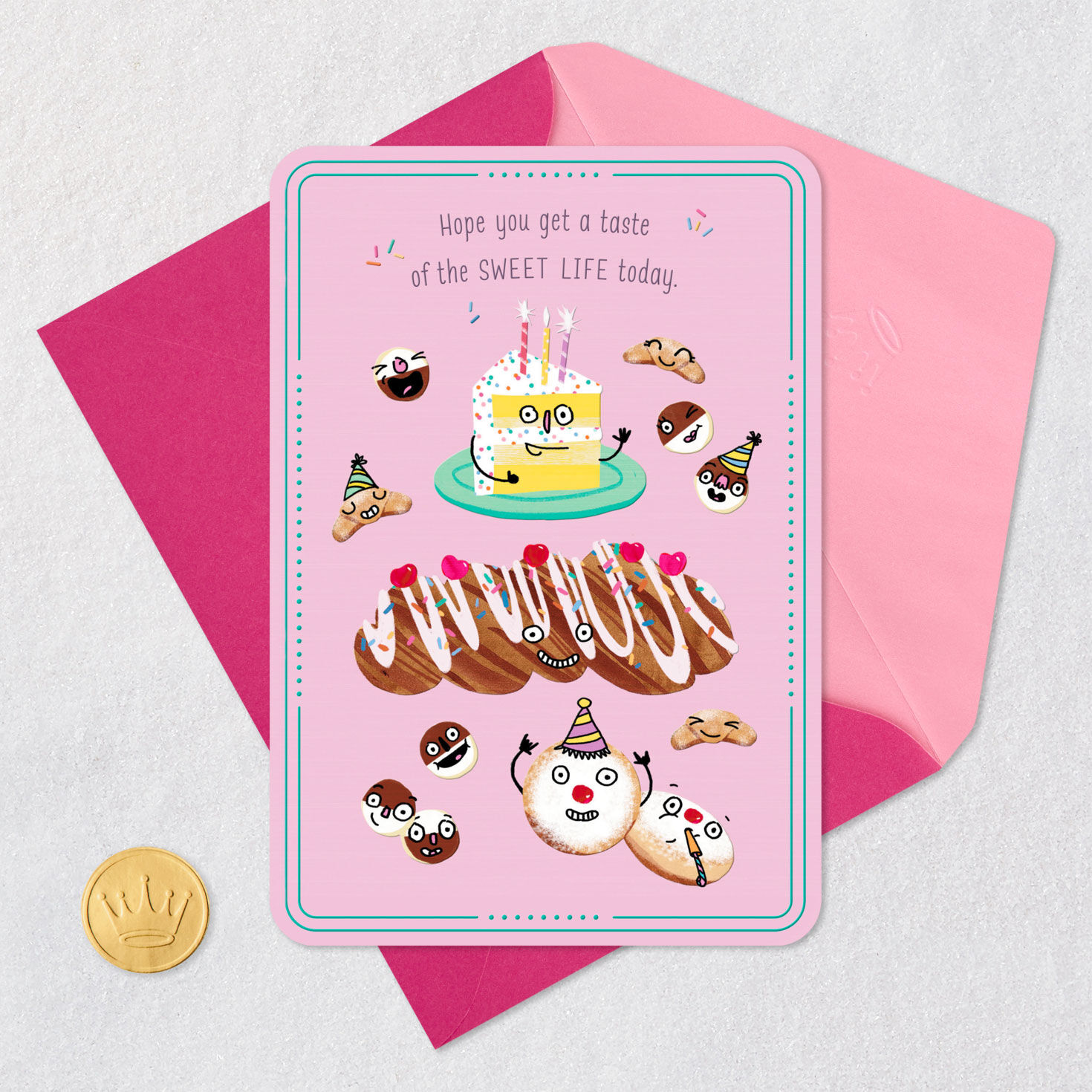 Sweet Treats Birthday Card for Her Card Front with Envelope and Gold Seal image number 5