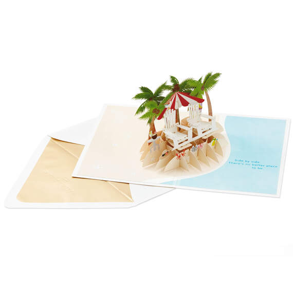 Tropical Beach Scene 3D Pop-Up Anniversary Card, , large image number 2