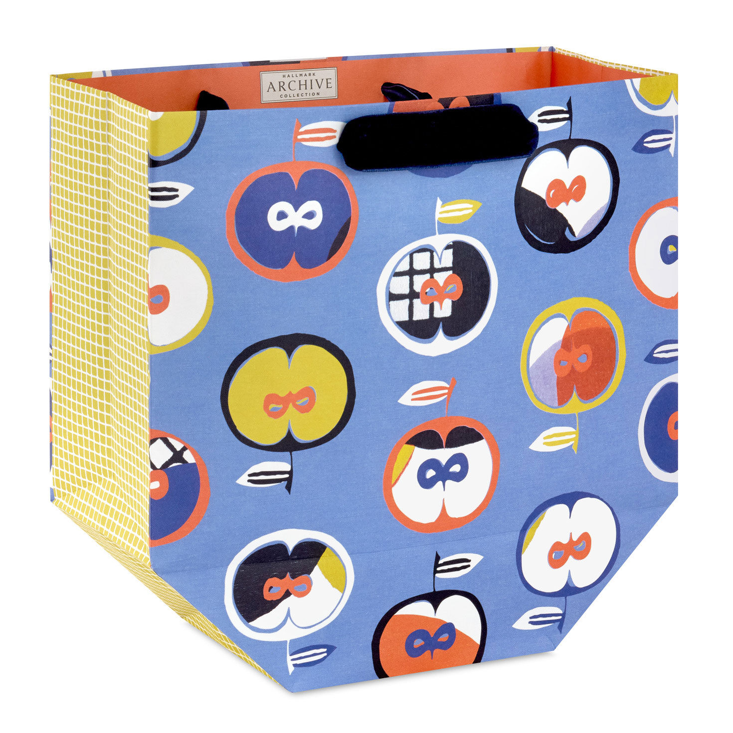 Archives Abstract Apples on Blue Large Gift Bag Back image number 6