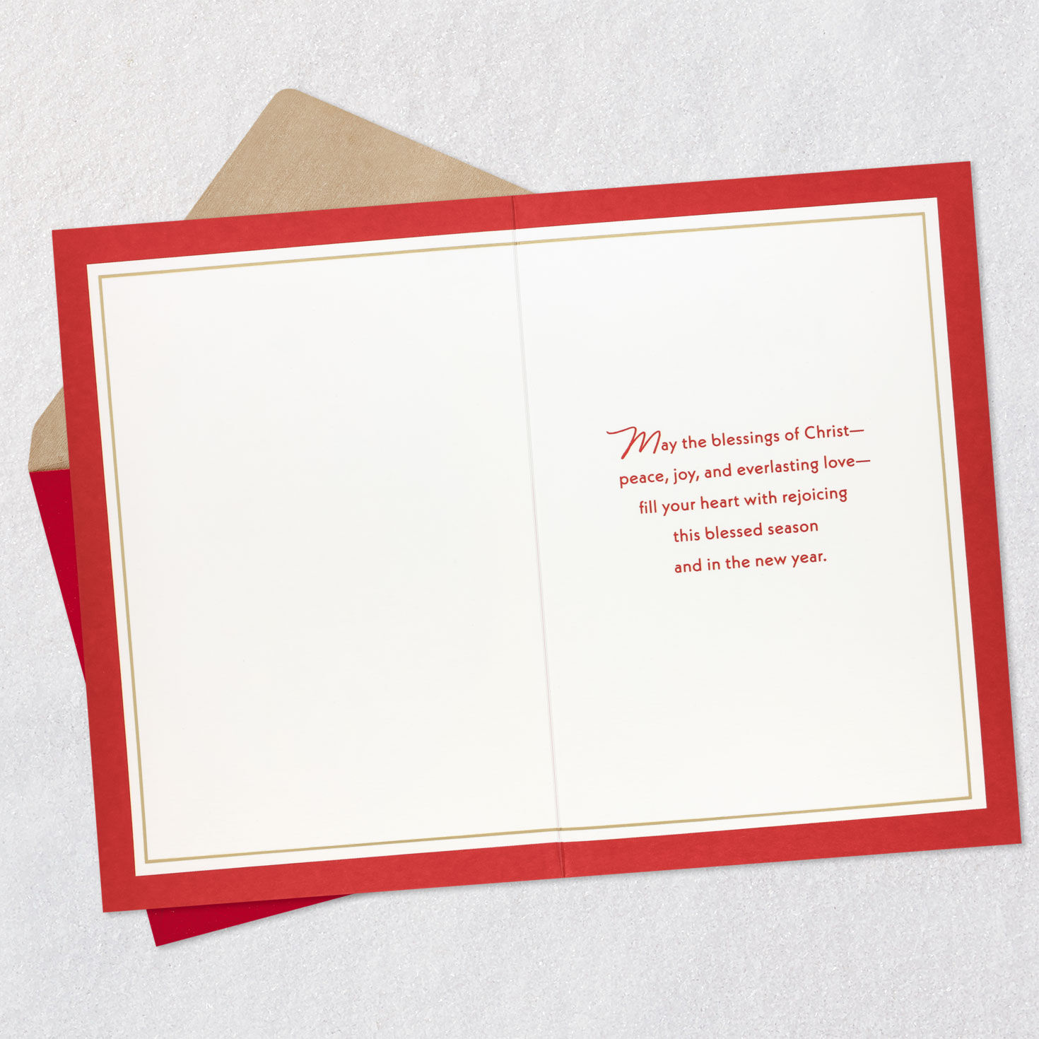 Gold Nativity Religious Christmas Card for Priest Open card with envelope image number 3