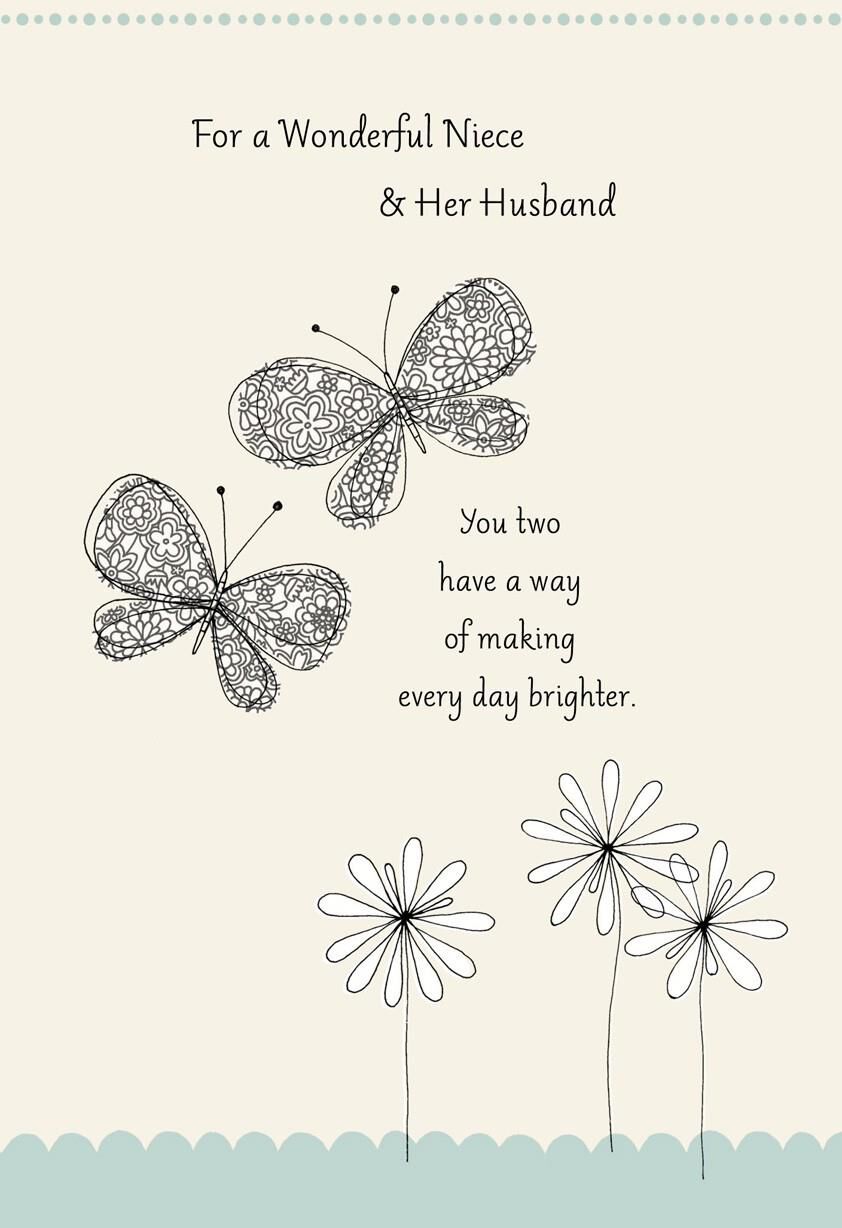 Butterflies Wedding Card for Niece
