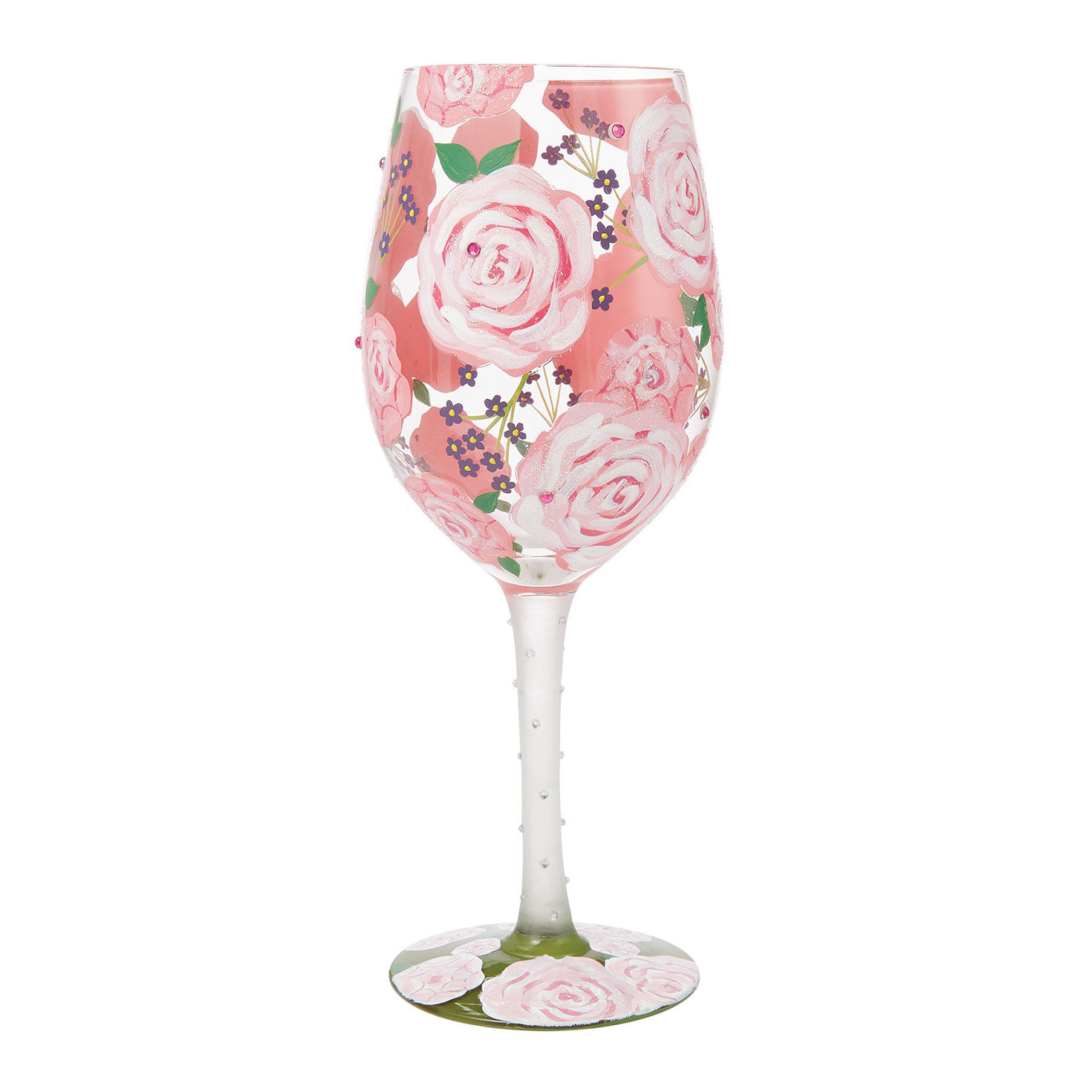 Pretty Glass Lolita Pretty as a Peony Handpainted Wine Glass, 15 oz. - Wine Glasses ...