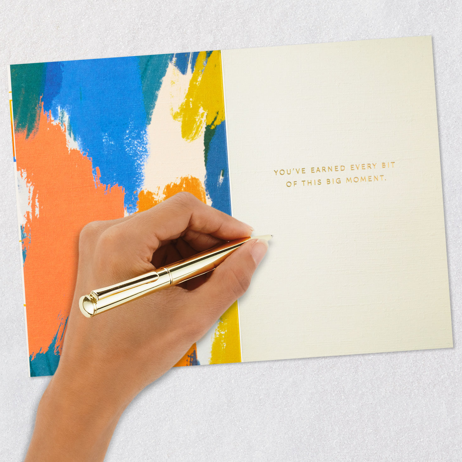 Blue and Gold Repeated Lettering Congrats Card Signing card image number 6