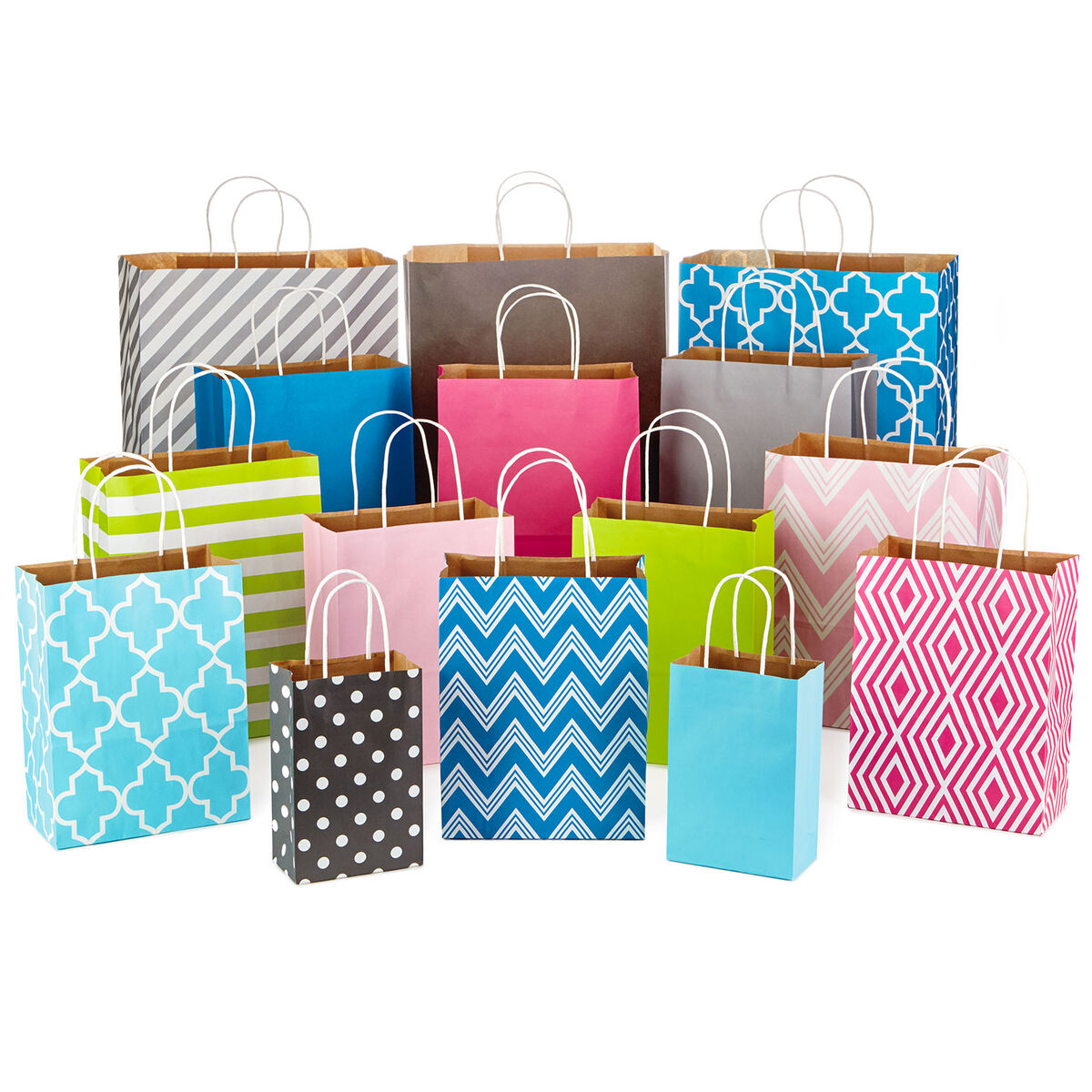 Assorted Designs and Sizes 15Pack Kraft Paper Gift Bags Gift Bag Sets Hallmark