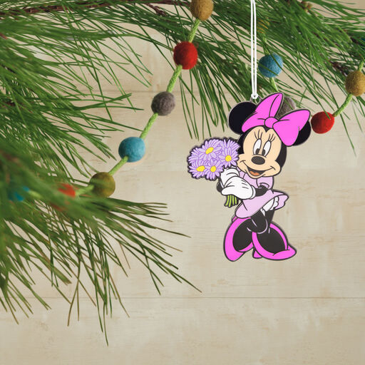 Disney Minnie Mouse With Flowers Metal With Dimension Hallmark Ornament, 