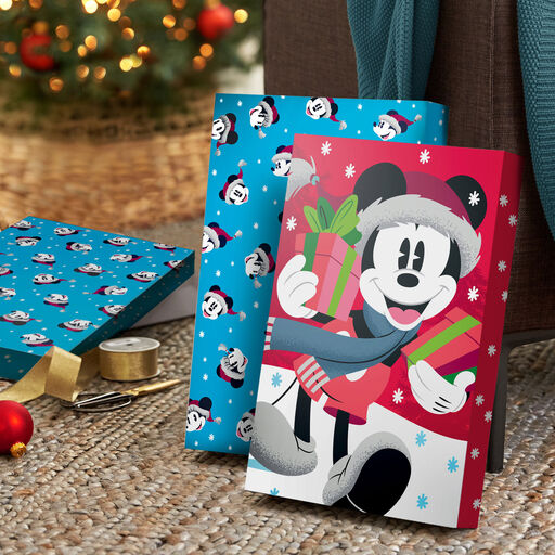 Disney Mickey and Minnie 4-Pack Medium Christmas Gift Boxes, 