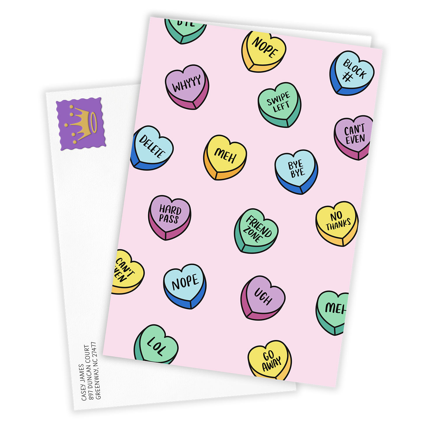 Candy Hearts Funny Folded Valentine's Day Photo Card Greeting Cards