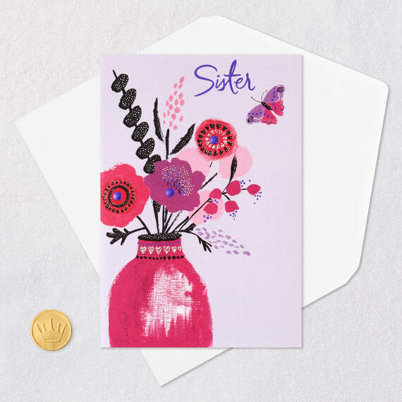 UNICEF Flowers and Butterfly Valentine's Day Card for Sister, , large image number 6