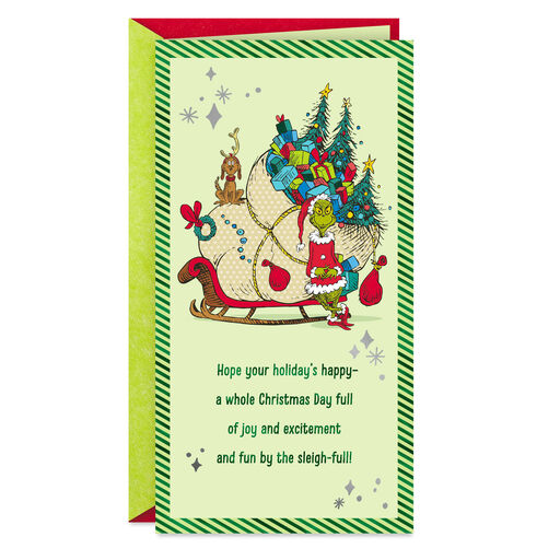 Dr. Seuss™ Grinch With Sleigh Money Holder Christmas Card, 