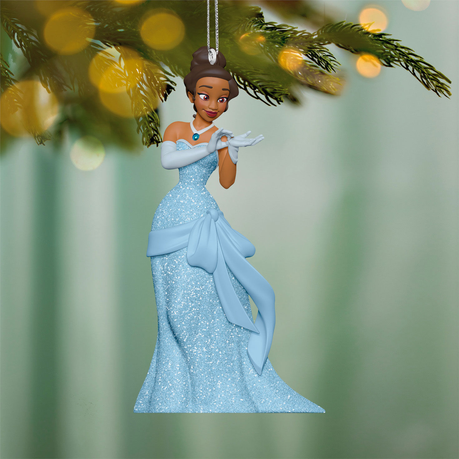 Disney Princess Tiana in Blue Keepsake Ornament Hanging on tree image number 2