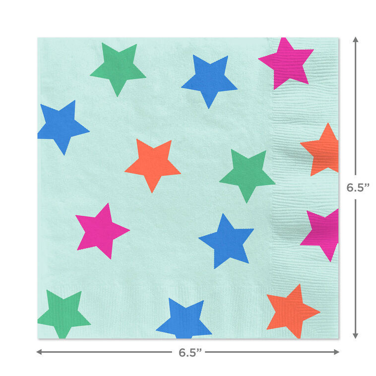 Colorful Stars on Aqua Dinner Napkins, Set of 16, , large image number 3